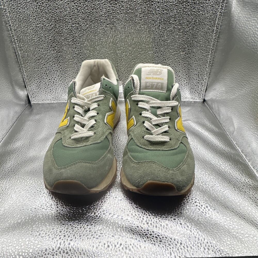New Balance 574 Mallard Green Yellow WL574GS2 Women's Suede Sneakers